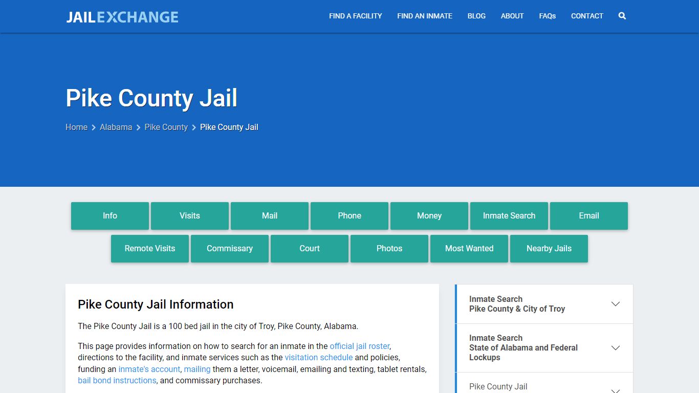 Pike County Jail, AL Inmate Search, Information